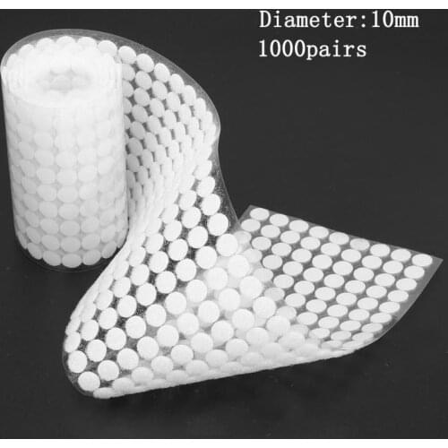 1000Pairs Self Adhesive Fastener Tape Fastening Dots Hooks Loops Disks Double-sided White Dots Strong Magic Sticker Nylon Tape