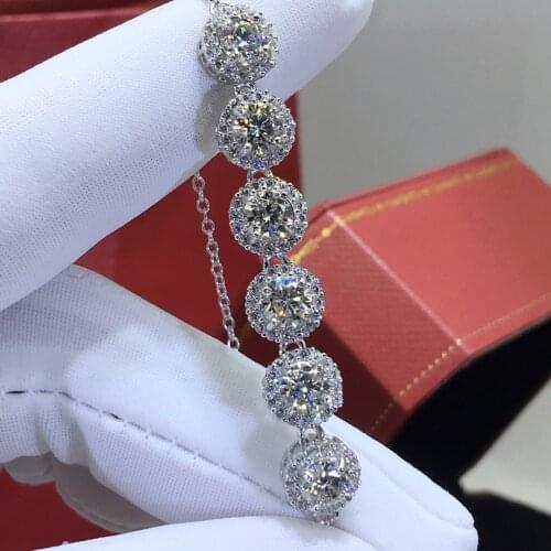 Silver 3 Carat Excellent Cut Diamond Test Passed D Color High Quality Moissnaite Bracelet Silver 925 Party Chain Female Jewelry