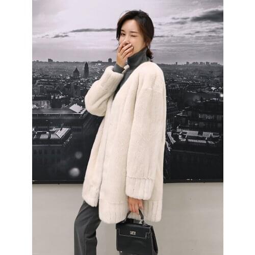 Mink fur female whole mink winter imported velvet mink coat women mid-length fashion fur coat