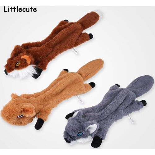 Cute Plush Dog Toys Squeak Pet Wolf Rabbit Animal Plush Toy Dog Cat Chew Squeaky Whistling Involved Squirrel Dog Toys