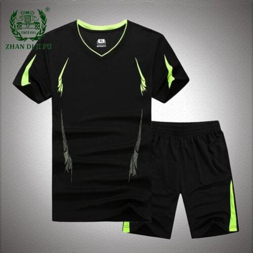 Tracksuit Men Quick-Drying Breathable Sportswear Fashion Sets Male Fitness Casual T Shirts +Shorts Mens 2 Pcs Sets Big Size 5XL