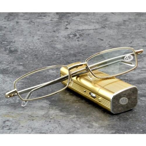 Ultralight Foldable Portable Reading Glasses with Alloy Frame for Men Women Blue Light Blocking with Case +1.0 +1.5 +2.0 +2.5