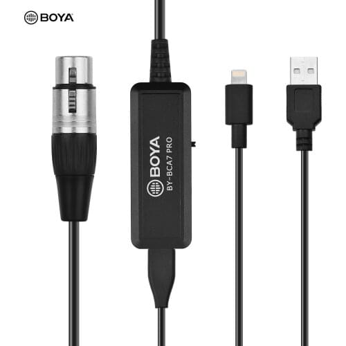 BOYA BY-BCA7 PRO 6M/20FT Ultra Long Microphone Cable XLR with 3.5mm Headphone Jack Replacement for iPhone iPad Windows Mac PC