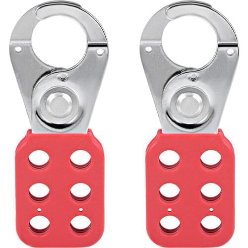 Uxcell 2pcs Lockout Hasp Steel 1-inch Inside Jaw Diameter 6 Holes