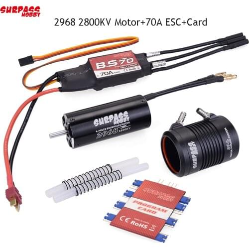 Waterproof 2968 2800KV Motor w/ Water Cooling Jacket & 70A Brushless ESC Programming Card For RC Boat RC Accessories