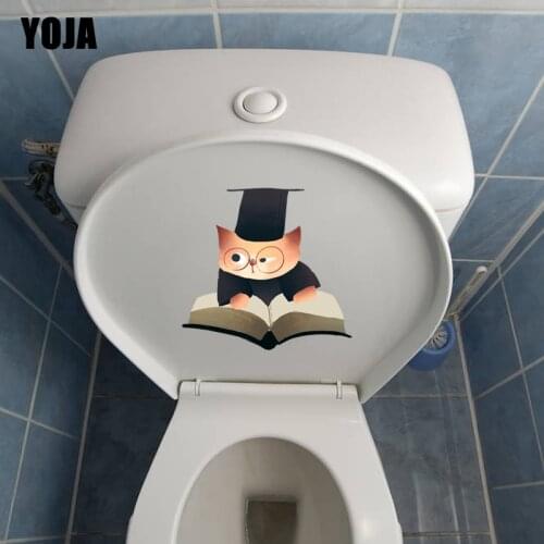 YOJA 23.6*22.2CM Toilet Decal Children Room Home Decor Wall Sticker Cartoon Cat T3-0472