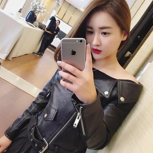 Genuine short jacket lady 100% real sheep leather coat