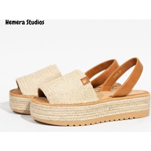 Hemera Studios platform sandals Menorcan flat Esparto espadrilles women 2021 summer back strap Multicolor print