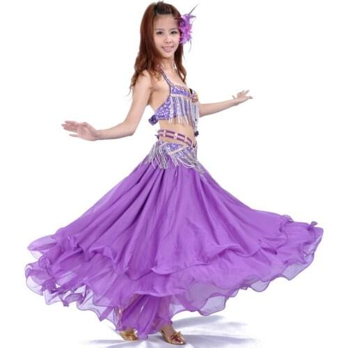 Performance Dancewear 2018 Belly Dance Clothing Oriental Dance 2pcs Beaded Outfit Bra Belt Women Belly Dance Costume Set