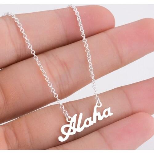 Stainless Alaha Letter Necklace Charm Long Chain Pendants Necklaces Originality Women Statement Wedding Jewelry 2021 Hot Sale