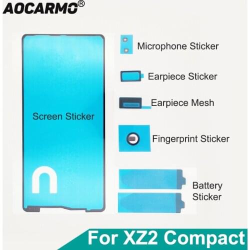 Aocarmo For Sony Xperia XZ2 Compact Mini XZ2C H8324 LCD Screen Display Adhesive Ear Speaker Mesh Battery Sticker Full Set