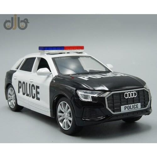 1:36 Diecast Model Audi Q8 Police Patrol Wagon Pull Back Toy Car
