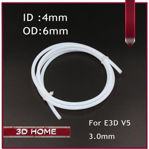 1M PTFE Tube PiPe to J-head hotend RepRap Rostock Bowden Extruder E3D V5 for 3.0mm filament ID 4mm OD 6mm