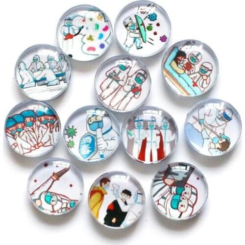 10-50pc Doctor Nurse Design Glass Cabochon Round Photo Cameo Cabochon Setting for Jewelry Accessory 8mm 10mm 12mm 15mm 20mm 30mm