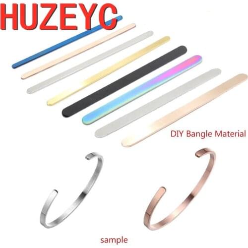 10pcs/Lot 3-13MM Stainless Steel Strip Shape Bracelet Mirror Polished Rectangle Charm Blank Stamping Tag DIY C Open Cuff Bangle