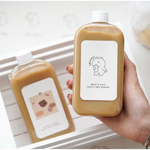 10pcs Net red ins wind 400ml transparent milkshake bottle milk tea ice coffee packaging cups yogurt juice bottles with sticker