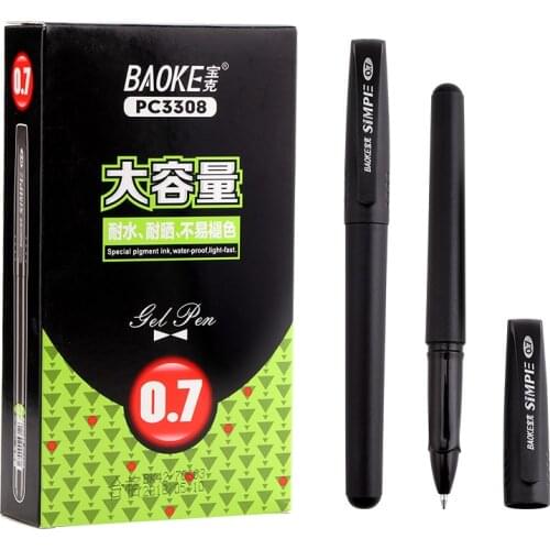 12 Burke Pc3308 Large Capacity 0.7mm Neutral Pen Water Pen Signature Pen Walking Ball Pen Examination Pen Office Stationery