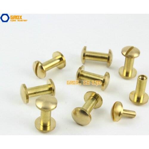 30 Pieces 8*10mm Leather Craft Belt Wallet Solid Brass Nail Rivet Chicago Screw Cambered Head