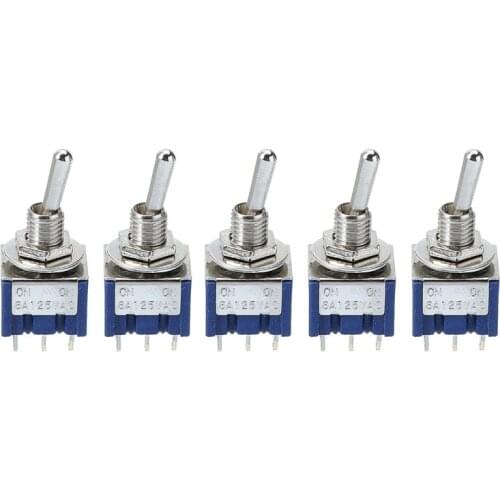 5pcs/10pcs MTS-202 DPDT Switch ON-ON 2 Positions Mini Electrical Toggle Switches 6A 125V AC 6-Pin 31*13*12mm For Motors Mayitr