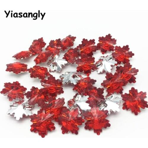 50pcs 25mm Red Fashion Shiny Snowflake Buttons Acrylic SEWING Coat Button Embellishments Scrapbooking