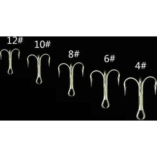 50pcs 4#,6#,8#,10# Carbon Steel Anchor Hook Sea Fishing Hooks Sharpened Treble Hook Peche Fish Tackle Tools Accessories
