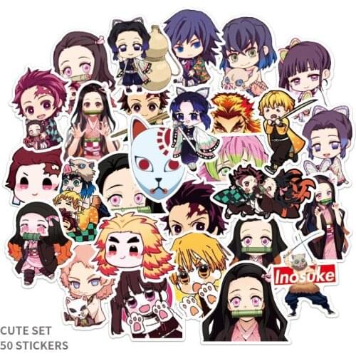 50pcs Demon Slayer Kimetsu No Yaiba Anime Sticker Cosplay Props PVC Waterproof DIY Guitar Car trunk Stickers