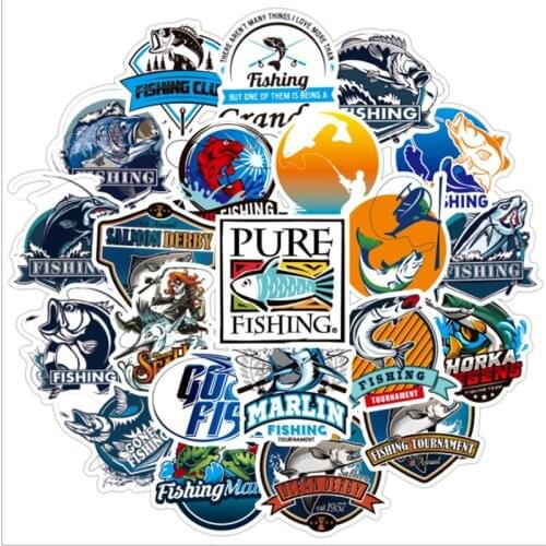 50 Pcs Outdoor Fisherman Go Fishing Stickers For Computer Luggage Waterproof Decal Sticker to DIY Laptop Suitcase Moto Car