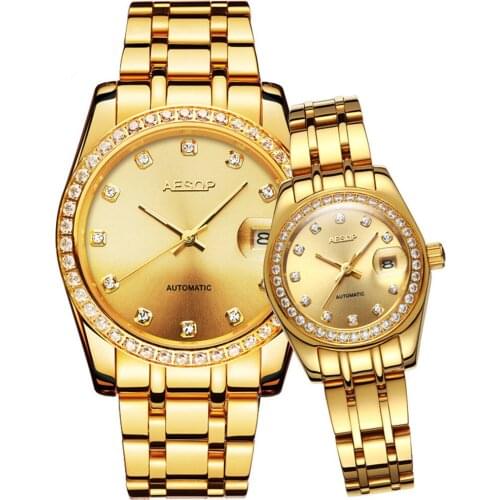 AESOP Top Luxury Japan Automatic Mechanical Lovers Wrist Watches for Men Women Steel Date Saat Reloj Mujer Hombre Couple Watch