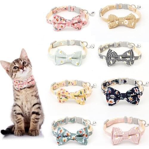 Floral Breakaway Cat Collar Buckles Collar Para Gato Gato Suministros BowtieClassic Design Adjustable Safety Kitten Accessories
