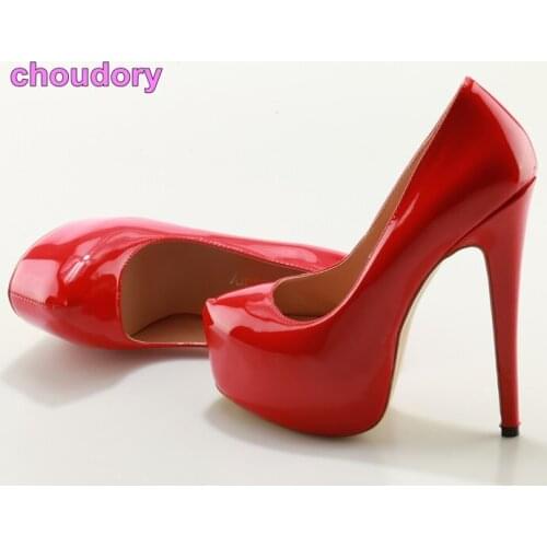 Factory Real Photo Luxury Brand Sexy Women Pumps Hot Red Patent Leather Platform Dress Shoes Thin High Heel Pumps Dropship