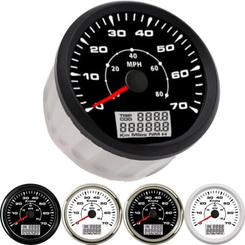 GPS Speedometer 85mm GPS Speed Meter Digital LCD 70 Knots 80 MPH Speedometer Gauge fit Boat Car with 7 Colors Backlight