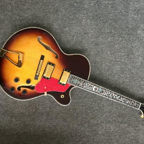Custom F hollow body jazz electric guitar,rosewood fingerboard gutiarra with abalone inlay Jazz gitaar