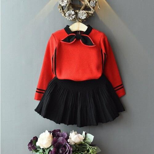 2 3 4 5 6 7 Y Toddler Girls Clothing Sets Fashion Korean Knit Sweater Skirt Kids Clothes High Quality Children Suits New Arrival