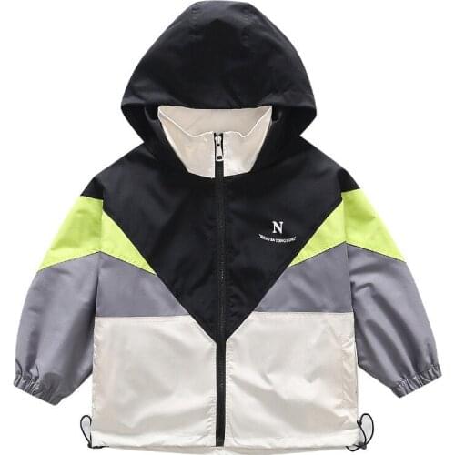 Kids boys spell color hooded jacket new spring / autumn big virgin casual coat 4-12 years old