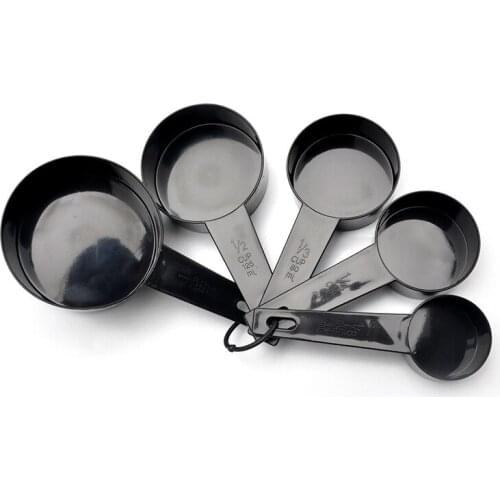5PCS/10PCS Black Measuring Spoon Combination Plastic Cup Measuring Spoon Measuring Bowl Set Kitchen Baking Weighing Tool
