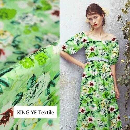 Small Floral Printed Fabric Silk Double Joe Cloth for Sewing Material Soft Smooth Light Breathable Fabric by the Meter China
