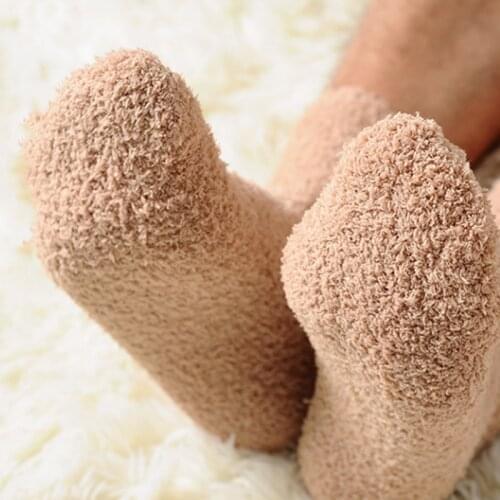 Men Thicken Socks Fashion Winter Warm Coral Fleece Fluffy Solid Color Sleep Male Bed Socks Calcetines