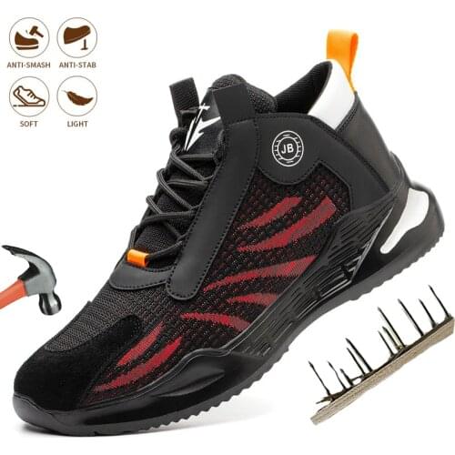 Men Safety Shoes Steel Toe Cap Anti Smashing Anti Piercing Work Boots Breathable Comfortable Mens Puncture-Proof Work Sneakers