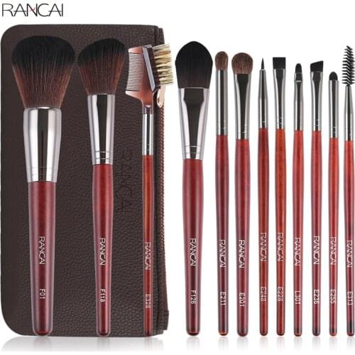 RANCAI 12pcs Makeup Brushes Set Powder Foundation Blusher Lip Eyeliner Eyelash Eyeshadow Eyebrow Brush&Comb Cosmetic Beauty Kit