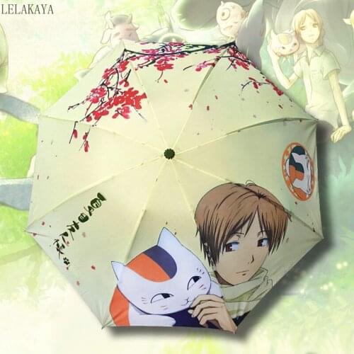 Natsume Yuujinchou Action figure printed Umbrella Three Folding Cute Cat Rain Sun Umbrella Anti UV Protection Umbrellas Parasol