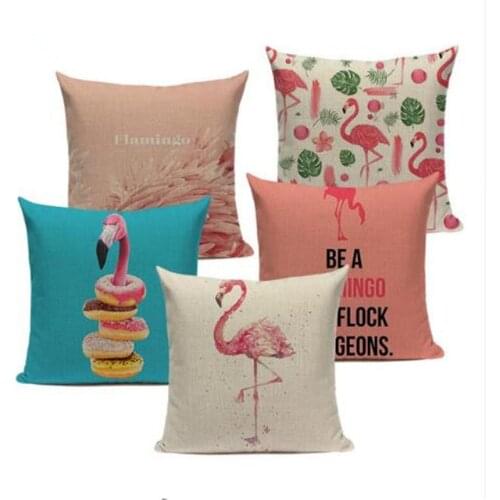 Top Quality Zipper flamencos Textile Red Flamingo Square Throw Pillow 45Cmx45Cm Square Sofa Printed Cushion Cover
