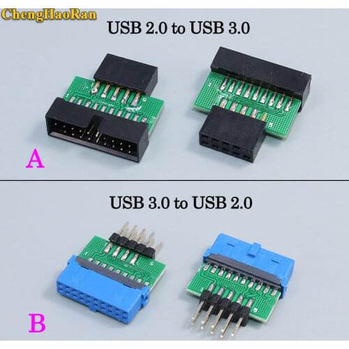 1pcs USB3.0 19 PIN 20 pin female to USB2.0 9 pin male adapter USB 3.0 19/20Pin to USB 2.0 9PIN converter adapter Chassis Front
