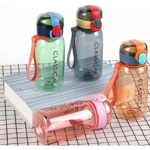 Plastic Sport Water Bottle With Cover Classical Letter Printing Waterbottle Outdoor Hiking Riding Gym Drinking Water Cup Kettle