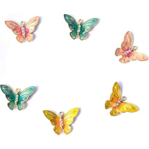 5Pcs 26*18MM Alloy Multicolor Trendy Butterfly Pendant Charms For DIY Making Earrins Necklace Jewelry Accessories New Fashion