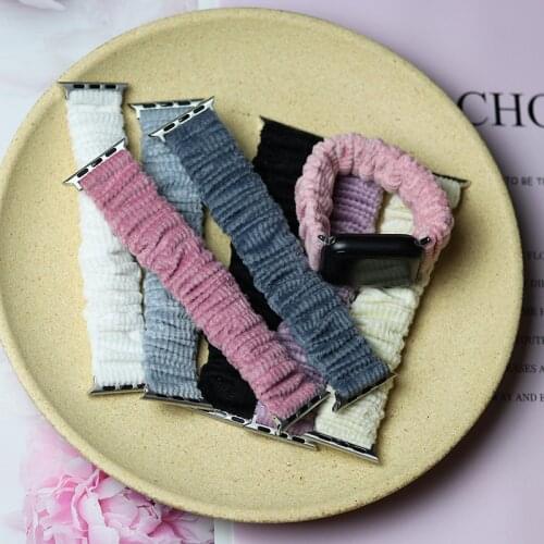 Corduroy Scrunchie Elastic Watch Band for Apple Watch 5 4 Band 38mm/40mm 42mm/44mm Casual Women Girls Strap Bracelet for iwatch