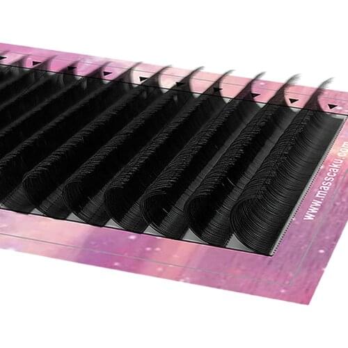 MASSCAKU Eyelash Extensions Soft Silk Easy Blooming Lashes Dark Brown Lash Extensions Faux Mink Lashes Natural Auto-Fans Lashes