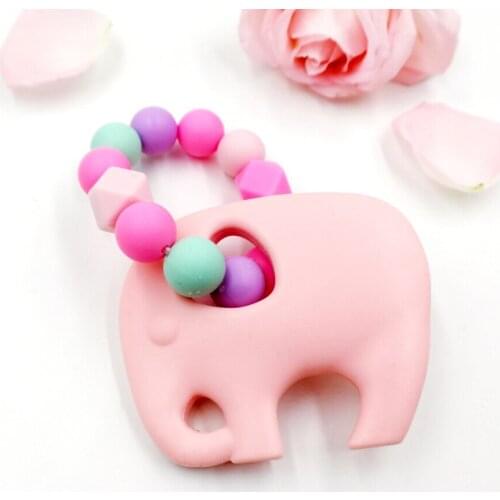 Elephant bracelet silicone teether baby toy easy to grab chewable safe food
