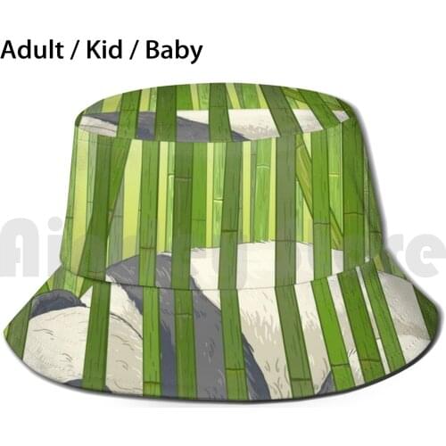 Sleeping Panda Sun Hat Foldable UV Protection Panda Panda Bear Bamboo Green Cute