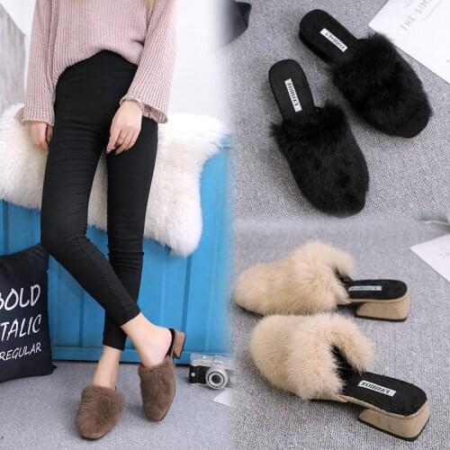 Slippers women 2021 new thick heel fashion wear indoor low heel Mueller Anti-slip half support lightweight wear-resistant