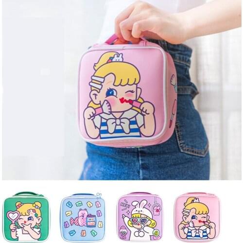 Girls heart pack large capacity portable portable girl cosmetic bag square cartoon large capacity makeup pouch